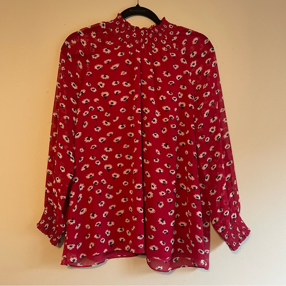 Madewell red floral blouse